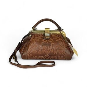 Elegant Brown Embossed Crossbody Bag